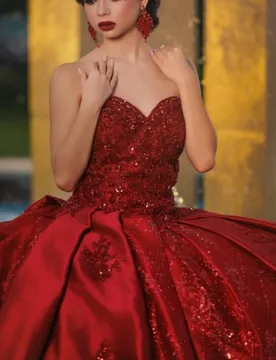 Red Shoulder Quinceanera Dress Lace glitter decal vestidos de 15 Quinceanera ﻿Beadwork Customized - Aliexpress - FashionsVida