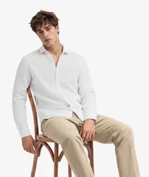 Superdry Herren Riviera Leinenhemd mit Langen Ärmeln White - Größe: XL