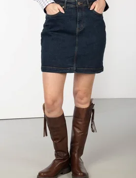 Ellie Womens Denim Skirt - - Size: 8 - Rydale - FashionsVida