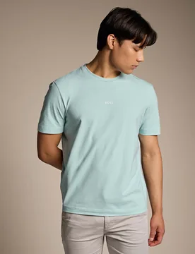 TChup Contrast Logo T-Shirt in Stretch Cotton Blue male - BOSS - FashionsVida