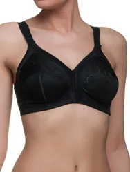 Womens Doreen + Cotton 01 N Non Wired Full Cup Bra - Black - Size 38d Uk Back/cup