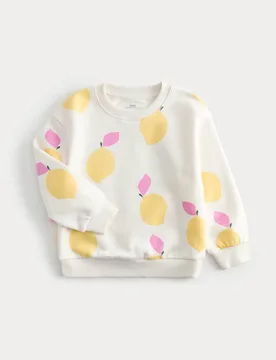 Cotton Rich Lemon Sweatshirt (2-8 Yrs) Multi female - M&S - FashionsVida