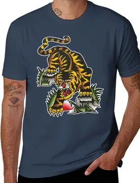 Traditional Crawling Tiger Tattoo Design T-Shirt Casual Simple Design Short Sleeve Shirt - Aliexpress - FashionsVida