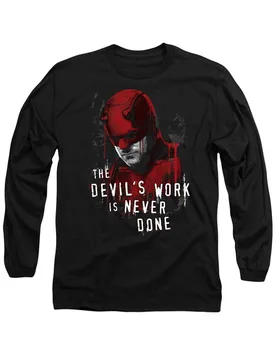 Unisex Daredevil Born Again The Devil’S Work Is Never Done Long Sleeve T-Shirt, Black Size: Small - Black - Size: S - Marvel - FashionsVida