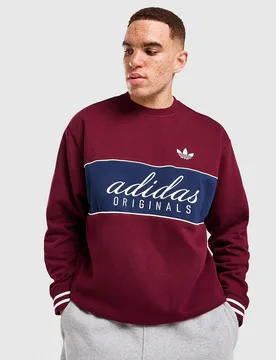 Mens Colour Block Crew Sweatshirt - Rosso, rosso rosso Uomo taglia XL - Adidas - FashionsVida