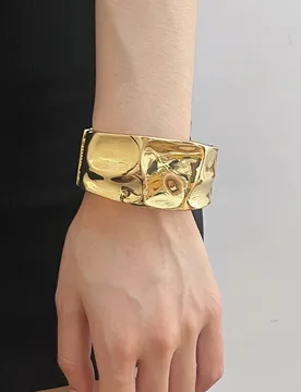Fashion Gold Plated Cuff Opening Bracelet for Women Girl Simple Metal Smooth Irregularity Bangle Chunky Jewelry Gift 2023 - Aliexpress - FashionsVida
