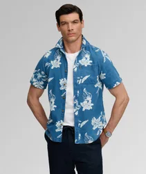 Superdry Herren Vintage Loom Kurzarmhemd Blau - Größe: M