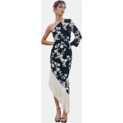 Vestido midi asimétrico con bordado