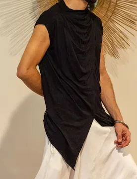 Personalized Trendy Men's Sleeveless T-shirt Stack Collar Split Top - Aliexpress - FashionsVida