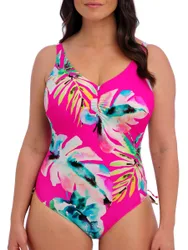 Womens Carabelita V-Neck Swimsuit - Pink Polyamide - Size 40dd