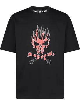 Maglietta Uomo Skull Print Tee Black/red - VISION OF SUPER - FashionsVida
