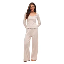 Maglietta Da Pigiama A Maniche Lunghe Uw0uw06602 Cashmere Creme M