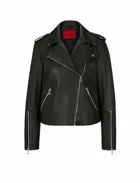 Hugo Chaqueta de cuero LUJANA negro S - Hugo Boss - FashionsVida