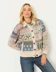 Wool Blend Collared Cardigan Natural Mix female