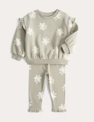 Piece Cotton Rich Floral Sweat Outfit (0-5 Yrs) Green Female
