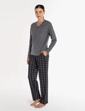 Pijama de mujer de algodón elástico - Punto Blanco - FashionsVida