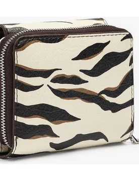 Cartera de mujer pequeña con cierre de cremallera y estampado animal print - Parfois - FashionsVida