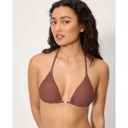 Tops de bikini triángulo tejido calado en copa b