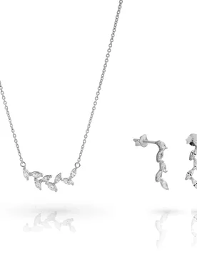 Charlene' Womens 925 Sterling Silver Set: Necklace + Earrings - Set-7568 - One Size - Orphelia - FashionsVida