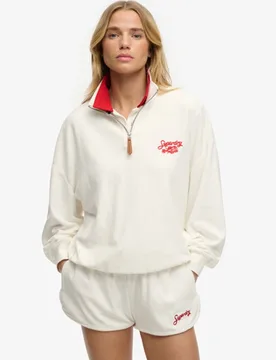 Superdry Women's Heritage Terry Halbzip-sweatshirt Creme - Größe: 34 - 64.99 - FashionsVida