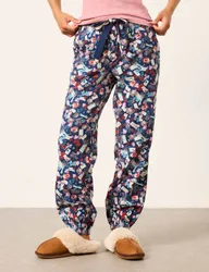 Pure Cotton Tea Party Print Pyjama Bottoms Navy Mix female