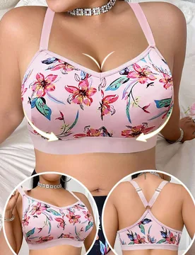 Pieza Sujetador inalámbrico con estampado floral para mujer de talla grande 0XL - Shein - FashionsVida