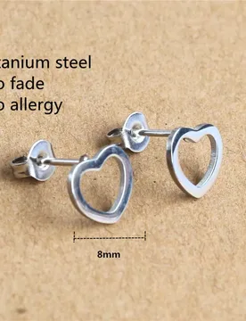 Pair 316L Stainless Steel Stud Earrings Heart Hollow Out Shape 8mm No Fade Anti-allergy Jewelry - Aliexpress - FashionsVida