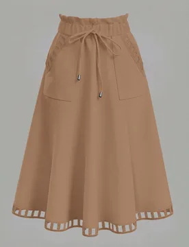 Falda de talla grande elegante estilo conmutador con bolsillo calado y cintura con cordón 2XL - Shein - FashionsVida