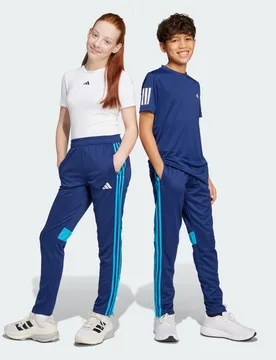 Pantaloni da allenamento Tiro 25 Essentials Junior 11-12A Dark Blue / Shock Cyan / White - Adidas - FashionsVida