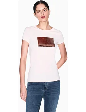 Camiseta de mujer con logo de pailletes - Armani Exchange - FashionsVida