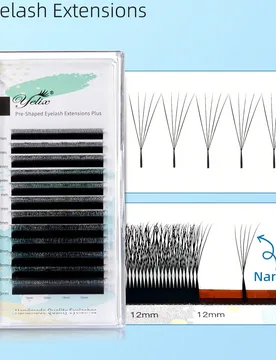 Filas de extensiones de pestañas individuales en forma de abanico C/D Curl 5D de 8-15mm, de volumen natural y suave, para uso profesional - Shein - FashionsVida