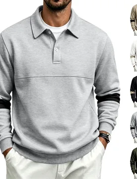 Men's Solid Color Long Sleeved Polo Shirt Spring and Autumn New Product Simple Exquisite Loose and Casual Men's Top - Aliexpress - FashionsVida