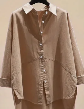 Camisa de botones de unicolor y minimalista para mujer, para uso casual de verano L - Shein - FashionsVida