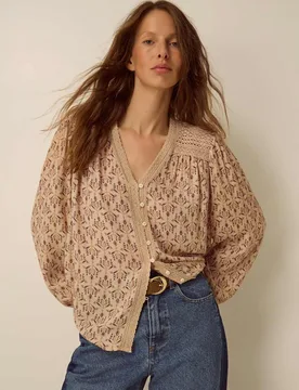 Printed Button Front V Neck Shirt Ivory Mix female - Monsoon - FashionsVida