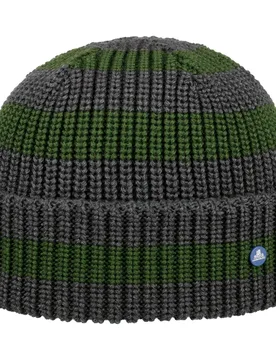 Twotone Stripes Beanie Hat by - green - Female - Size: One Size - Hammaburg - FashionsVida