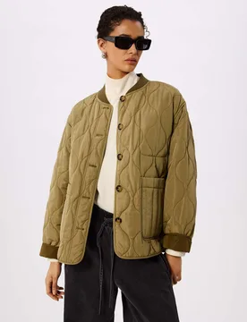 Reversible Quilted Jacket Khaki female - Whistles - FashionsVida