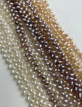 Factory Wholesale 4-5mm Natural Freshwater Pearl Three-hole Wheat-ear Bead Oval Bead for DIY Necklace Bracelet Jewelry Making - Aliexpress - FashionsVida