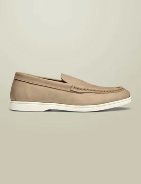 Nubuck Leather Slip-On Loafers Light Cream male - Charles Tyrwhitt - FashionsVida