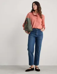 Mid Rise Straight Leg Ankle Grazer Jeans Blue female