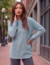 Contrast Cuff Knitted Jumper Blue female