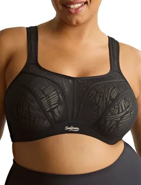 Womens Wired Racerback Sports Bra - Black Polyamide - Size 46dd - Panache - FashionsVida