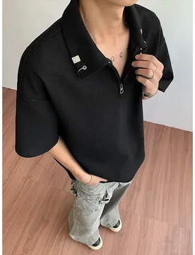 Summer Short Sleeved T-shirt Men Casual Lapel T Shirt Men Streetwear Korean Loose Checkered Tshirt Mens Polo Shirt Plus Size - Aliexpress - FashionsVida