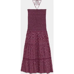 Vestido midi estampado fruncido
