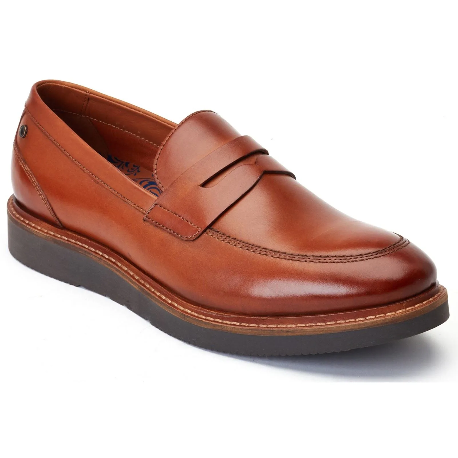 Sid Leather Mens Tan Loafers - Size Uk 8 - Base london - FashionsVida