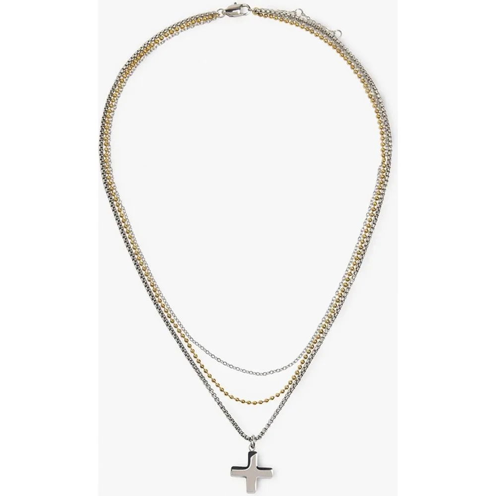 Collar de acero inoxidable doble con abalorio de cruz - Parfois - FashionsVida