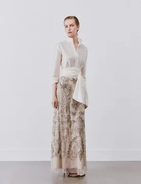Falda recta con detalle de pedrería - Woman Fiesta El Corte Inglés - FashionsVida