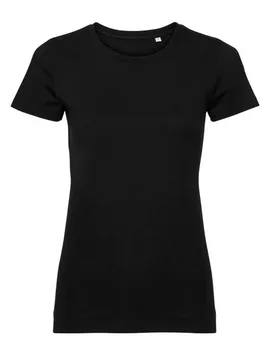 Womens/ladies Organic Short-Sleeved T-Shirt (Black) Cotton - Size Large - Russell athletic - FashionsVida