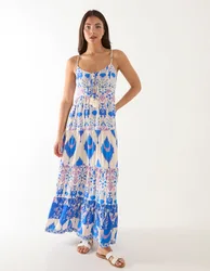 Tiered Maxi Dress - L / BLUE - female