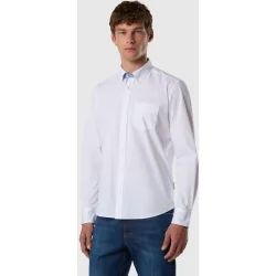 Camisa de hombre en popelín con botón en cuello