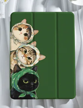 Pieza Funda protectora para tableta con diseño de gato lindo, decorada con lazos y patrones florales, compatible con iPad 9.7/10.2/10.5/10.9/12.9/Pro - Shein - FashionsVida